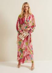 Cosmina Pleat Shimmer Maxi Dress Multi-Coloured
