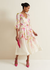 Clancy Floral Print Fit And Flare Dress Multi-Coloured