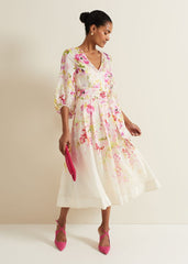 Clancy Floral Print Fit And Flare Dress Multi-Coloured