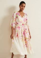 Clancy Floral Print Fit And Flare Dress Multi-Coloured