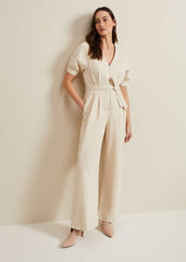 Florisa Denim Jumpsuit Cream