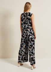 Aubrey Leaf Print Jumpsuit Black/Multi