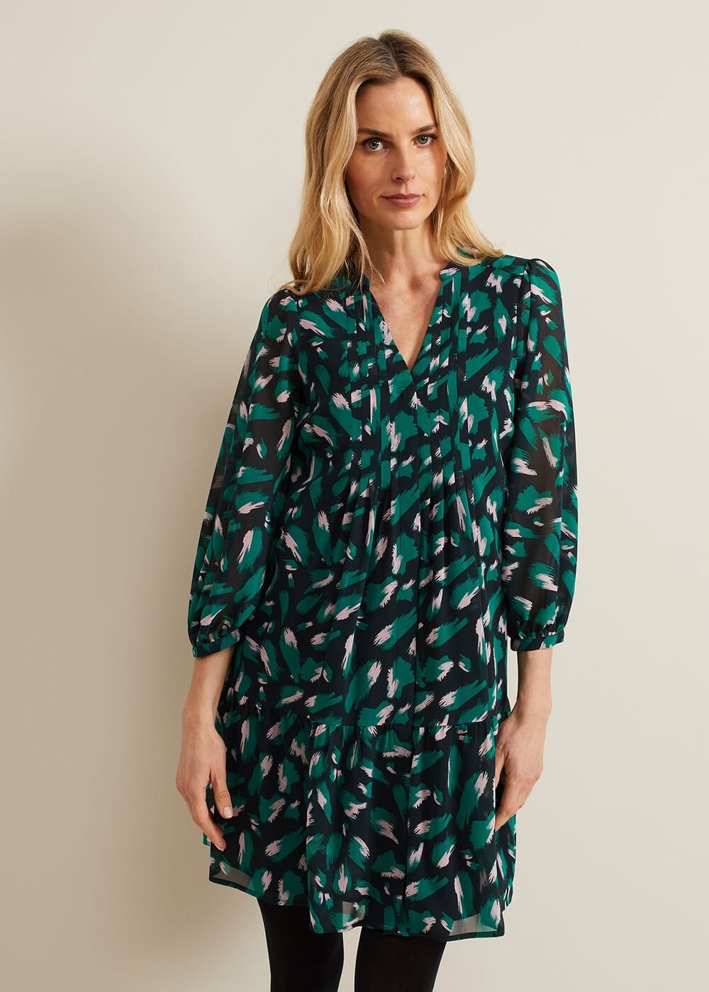 Abstract Penele Dress Green Multi