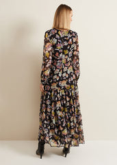 Sandra Floral Maxi Dress Black Multi
