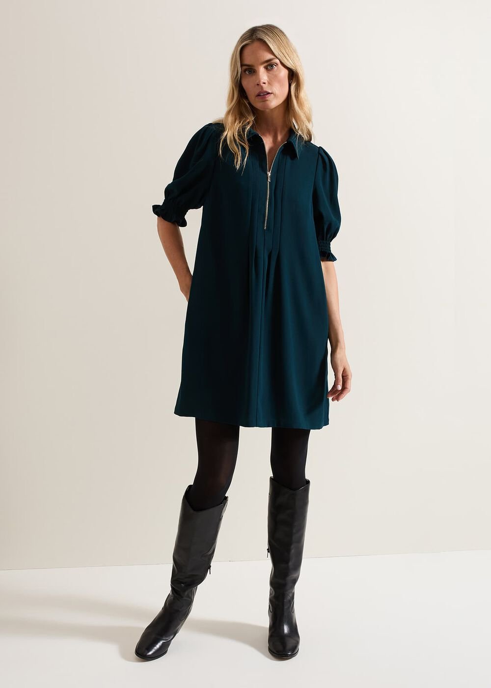 Candice Zip Swing Dress Teal
