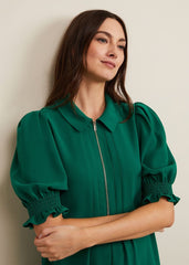 Candice Zip Swing Dress Green