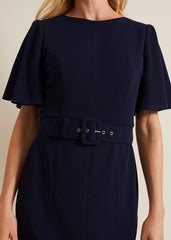 Fanella Belted Jersey Dress Navy