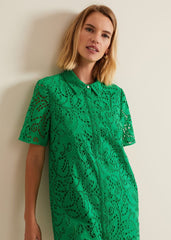 Nicky Broderie Swing Dress Green