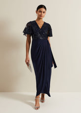 Minty Sequin Bodice Maxi Dress Navy