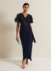 Minty Sequin Bodice Maxi Dress Navy