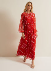 Tatianna Check Maxi Dress Red