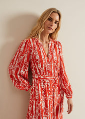 Louisa Abstract Maxi Dress Red