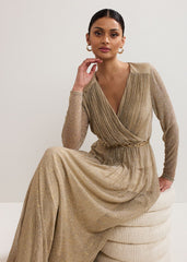 Masie Metallic Jersey Maxi Dress Gold