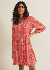 Carrie Abstract Swing Dress Red