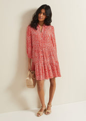 Carrie Abstract Swing Dress Red