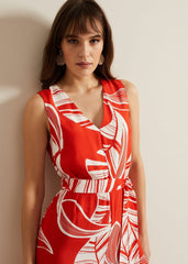 Suzie Leaf Print Jumpsuit Red