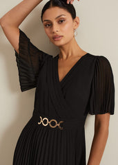 Yasmina Pleated Maxi Dress Black