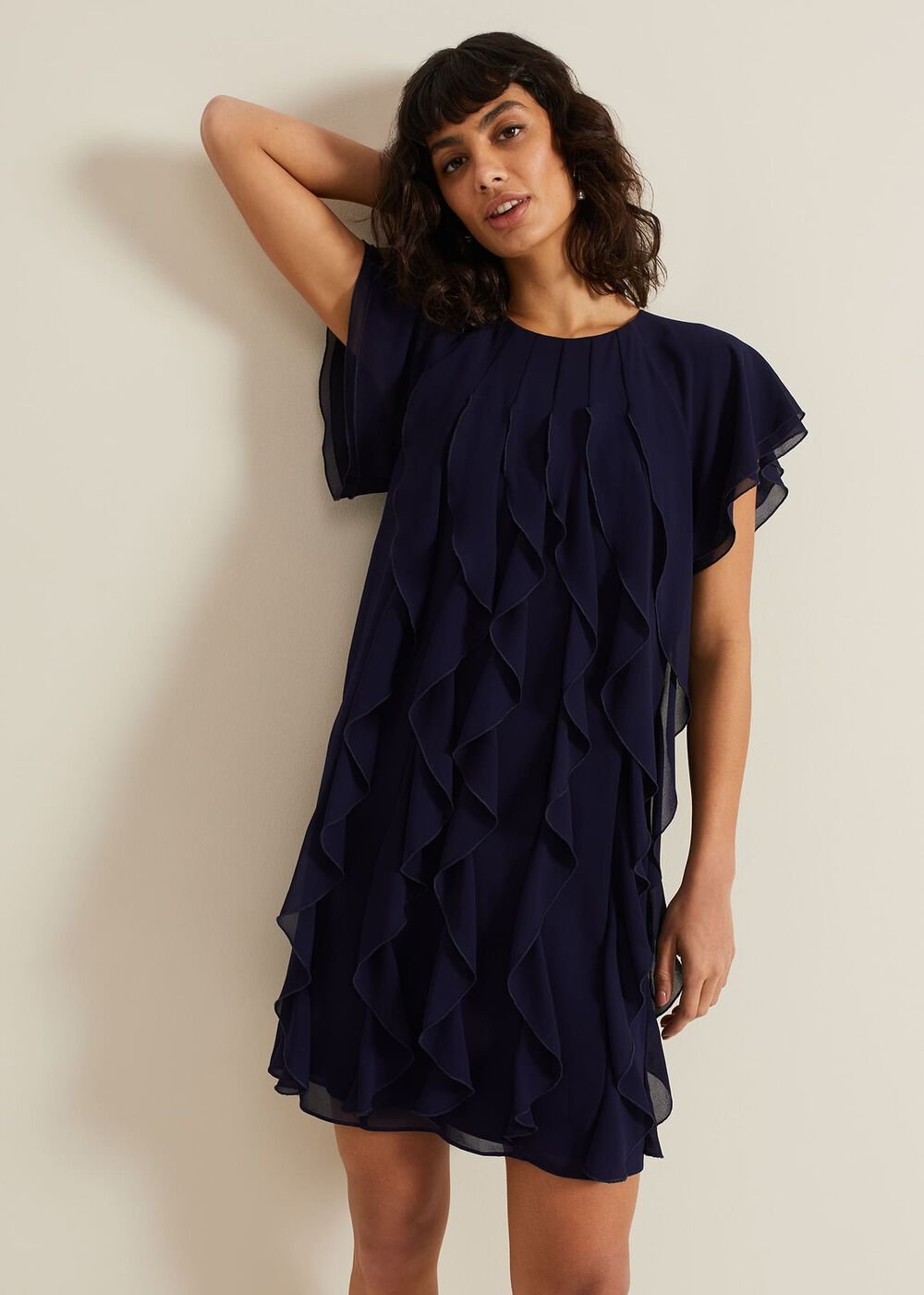 Claudette Frill Dress Navy