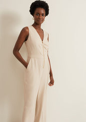 Fraya Zip Front Jumpsuit Stone