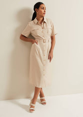 Petite Willow Utility Midi Dress Stone