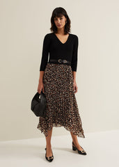 Josephine Animal Woven Hem Knit Dress Black