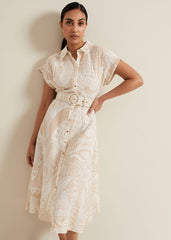 Petite Mandi Abstract Shirt Dress Neutral