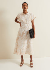 Mandi Abstract Stripe Shirt Dress Neutral