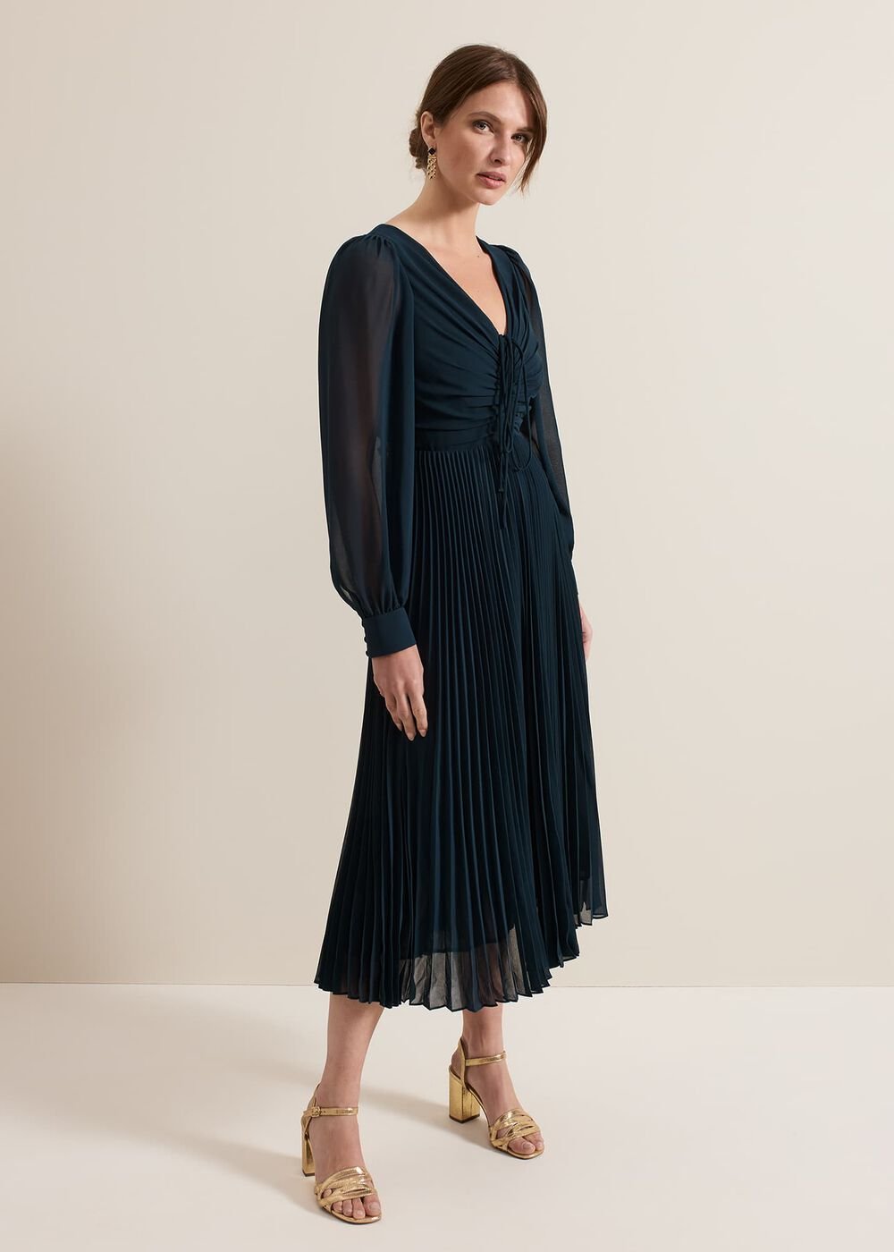 Petite Kindra Teal Midi Dress Teal