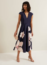 Rakhi Scuba Fit And Flare Midi Dress Multi-Coloured
