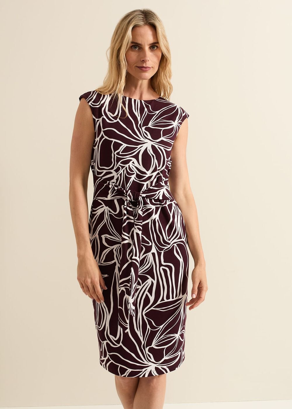 Sabrina Jersey Abstract Tie Midi Dress Multi-Coloured