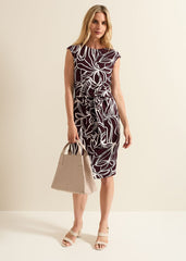 Sabrina Jersey Abstract Tie Midi Dress Multi-Coloured