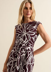 Sabrina Jersey Abstract Tie Midi Dress Multi-Coloured