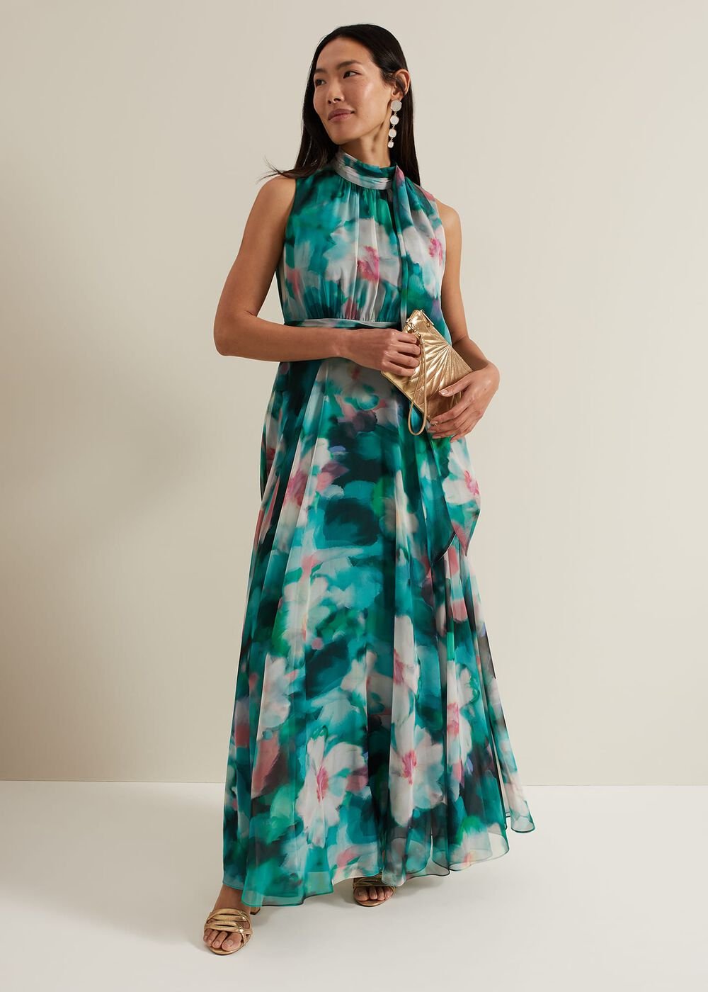 Lucinda Chiffon Print Maxi Dress Multi-Coloured