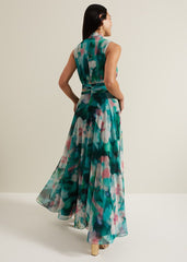 Lucinda Chiffon Print Maxi Dress Multi-Coloured