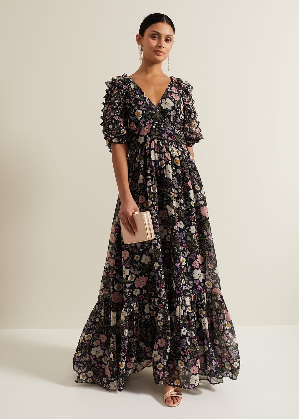 Lesley Multi Coloured Floral Maxi Dress Multi-Coloured