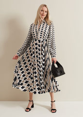 Lyric Geo Pleated Midi Dress Multi-Coloured