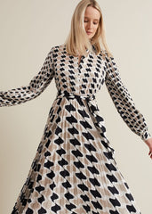 Lyric Geo Pleated Midi Dress Multi-Coloured
