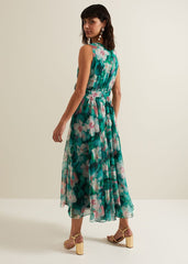 Nora Chiffon Floral Wrap Dress Multi-Coloured