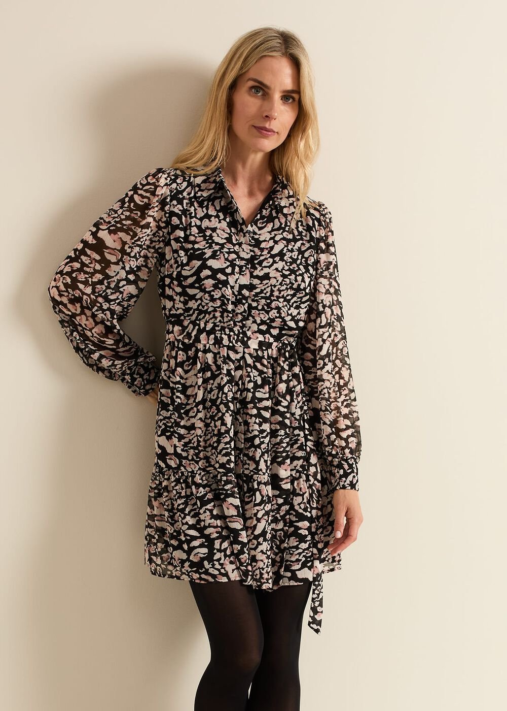 Aisling Black Leopard Swing Dress Black