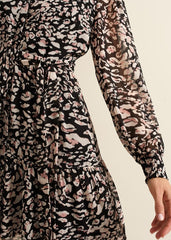 Aisling Black Leopard Swing Dress Black