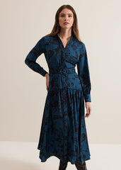 Petite Shakira Teal Floral Midaxi Dress Teal