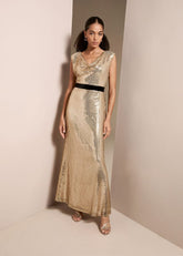 Jamae Gold Sequin Maxi Dress Gold