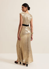 Jamae Gold Sequin Maxi Dress Gold