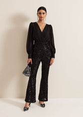 Milena Black Sequin Jumpsuit Black