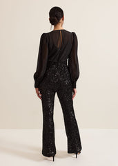 Milena Black Sequin Jumpsuit Black