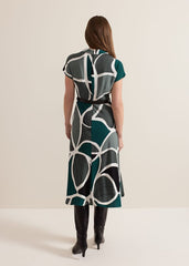 Petite Zaynab Swirl Cowl Neck Midi Dress Green