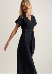Annalie Navy Utility Midi Dress Navy