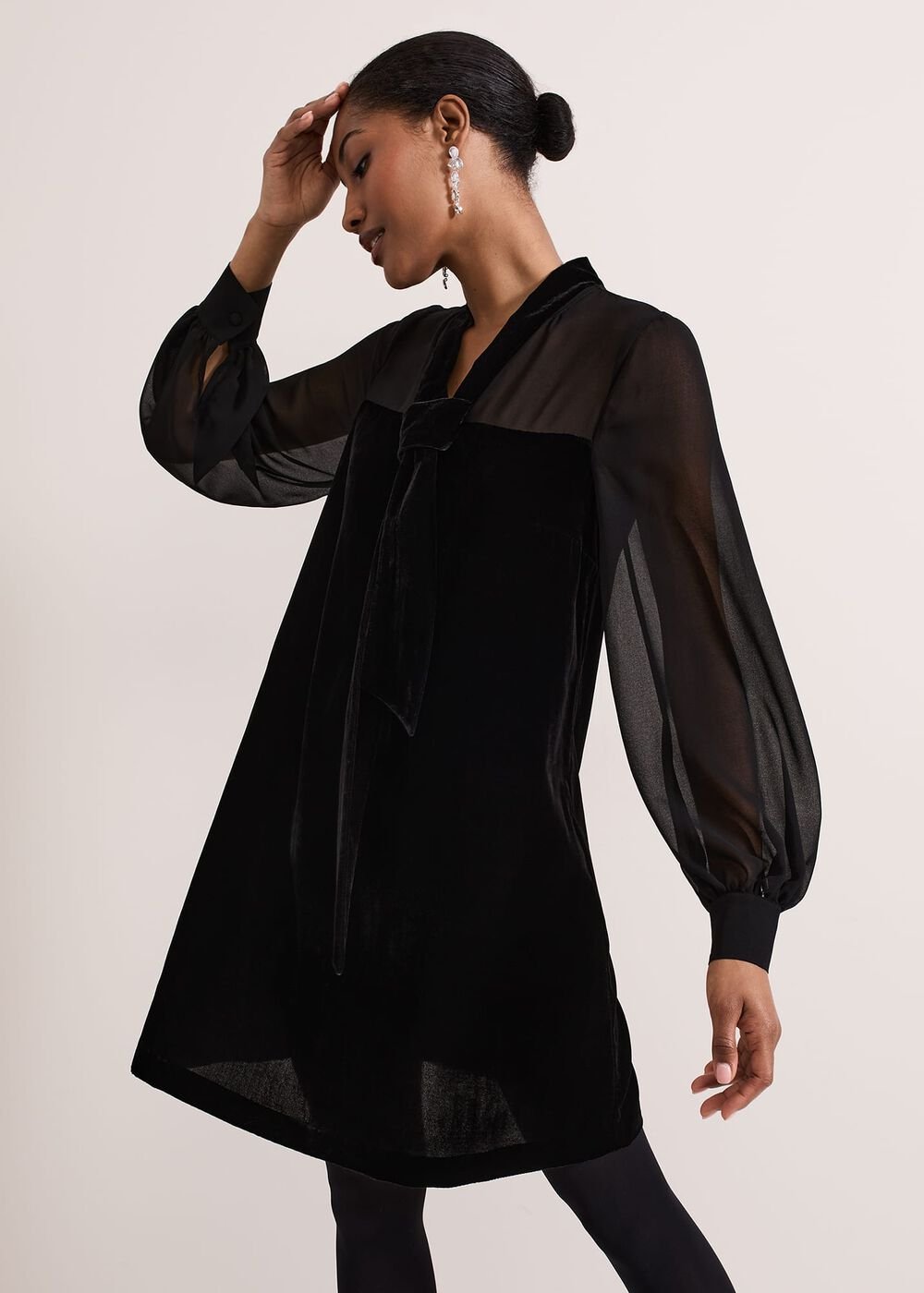 Seraphine Black Velvet Tunic Dress Black