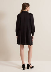 Petite Tila Black Satin Shirt Dress Black