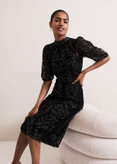 Misha Tapework Shimmer Dress Black